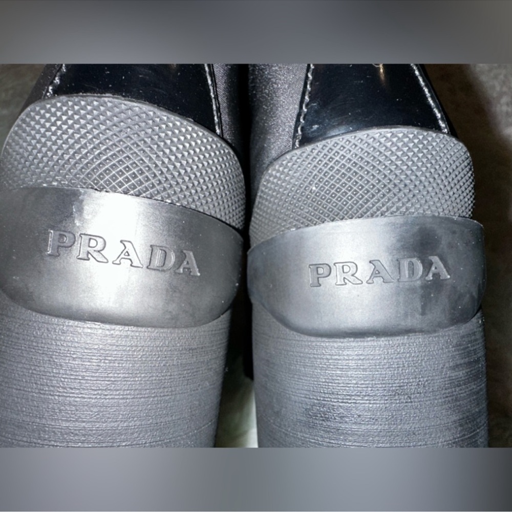 Prada Black Lug Sole Lace-Up Ankle Boots - Picture 10 of 14